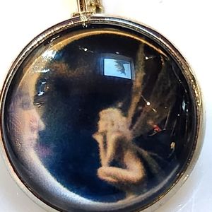 Fairy Earrings 3D Fairy Talking to the Moon Earring Resin Bubble NWT